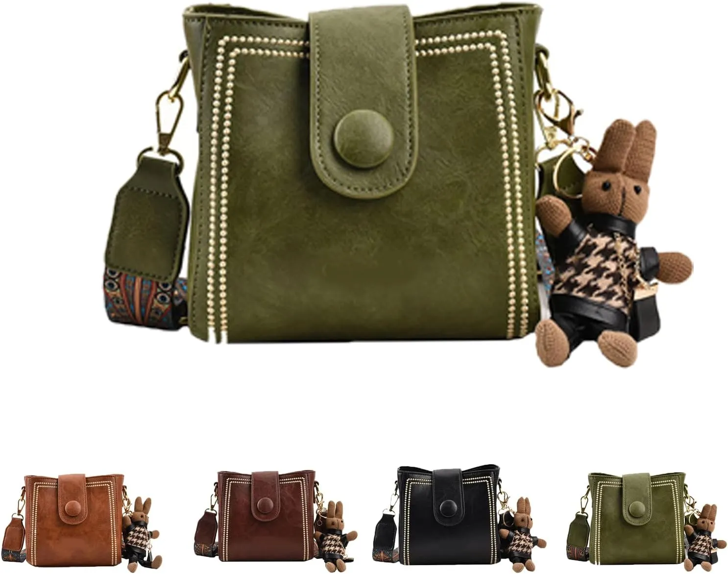 Bootara Bucket Bag, Adjustable Women'S Vintage Bunny Charm Bucket Bags, Spacious Travel Tote