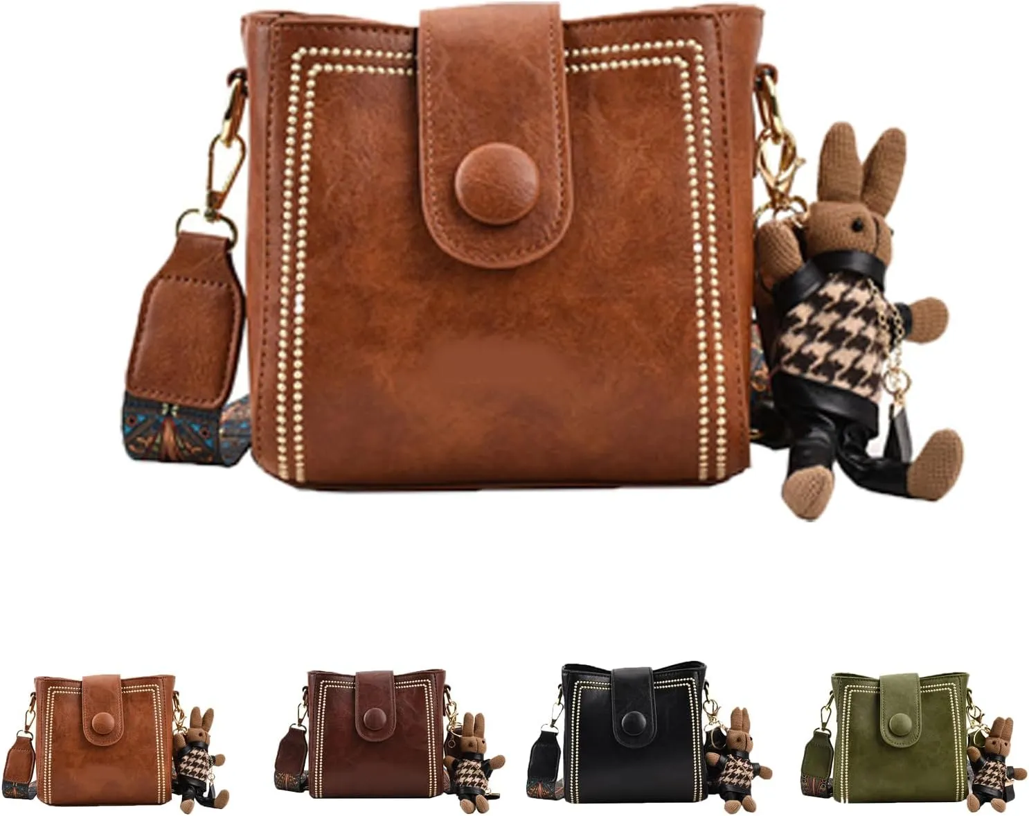Bootara Bucket Bag, Adjustable Women'S Vintage Bunny Charm Bucket Bags, Spacious Travel Tote