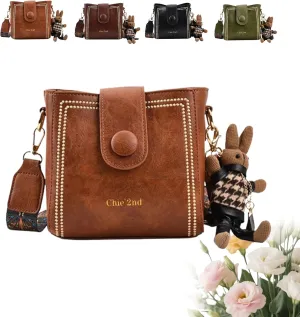 Bootara Bucket Bag, Bootara Women's Vintage Bunny Charm Bucket Bag, with Adjustable Wide Shoulder Strap