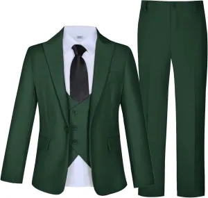 Boys Tuxedo Slim Fit Suit 4 Piece Kids Tuxedo for Boys Wedding Formal Suit Jacket Vest Pants with Tie