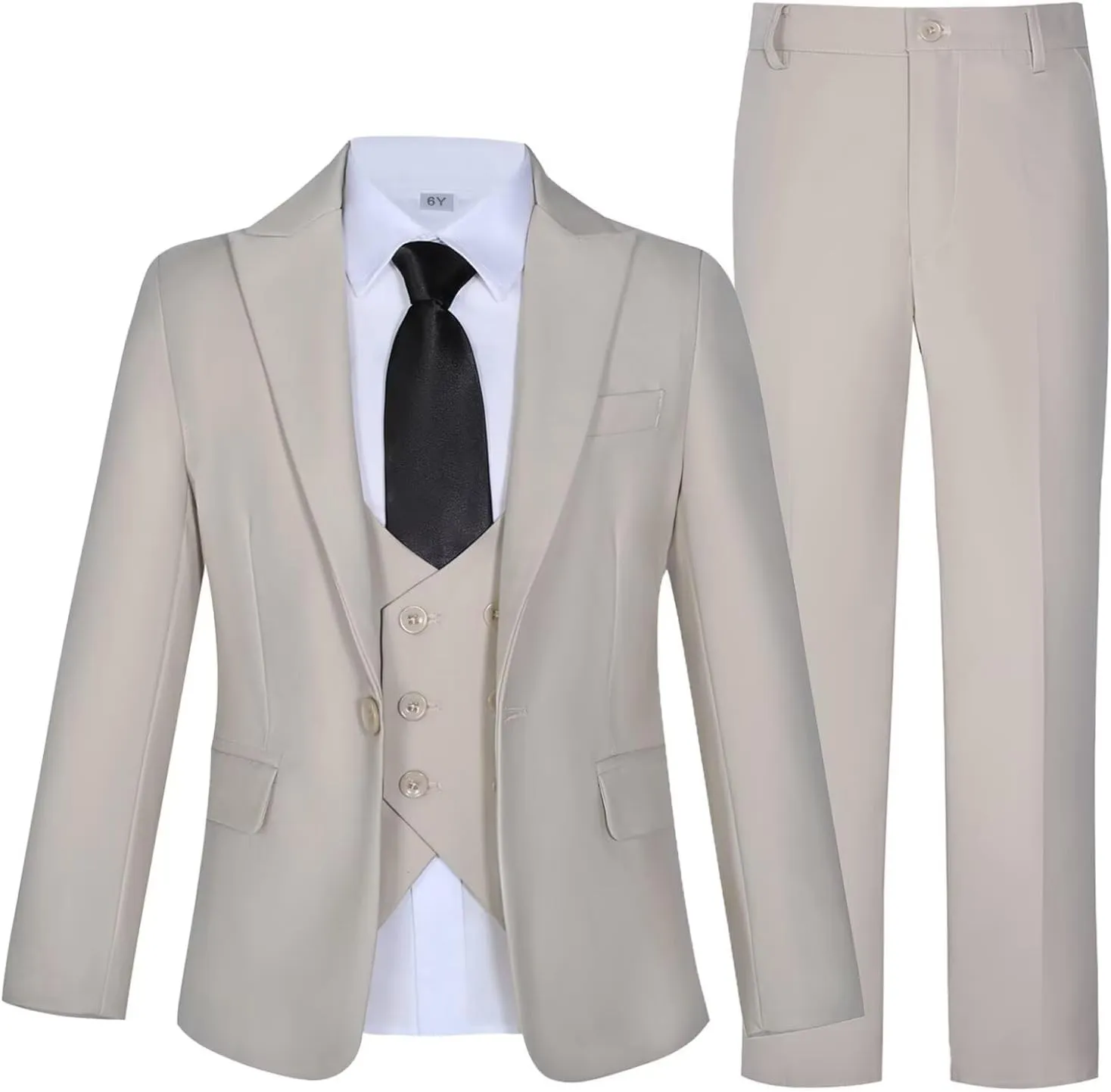Boys Tuxedo Slim Fit Suit 4 Piece Kids Tuxedo for Boys Wedding Formal Suit Jacket Vest Pants with Tie
