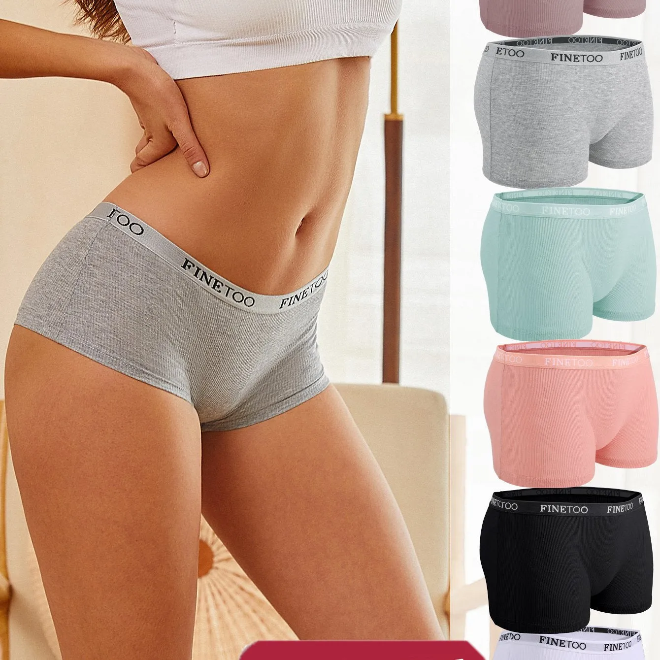 BoyShorts Women Boxer Panties - Soft Comfortable Solid Color Traceless 8pcs
