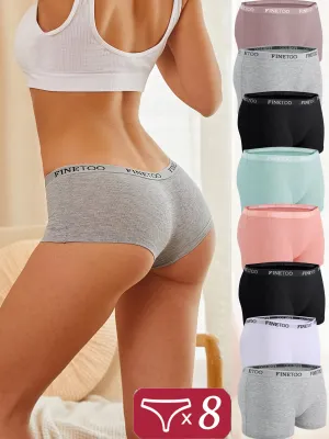 BoyShorts Women Boxer Panties - Soft Comfortable Solid Color Traceless 8pcs