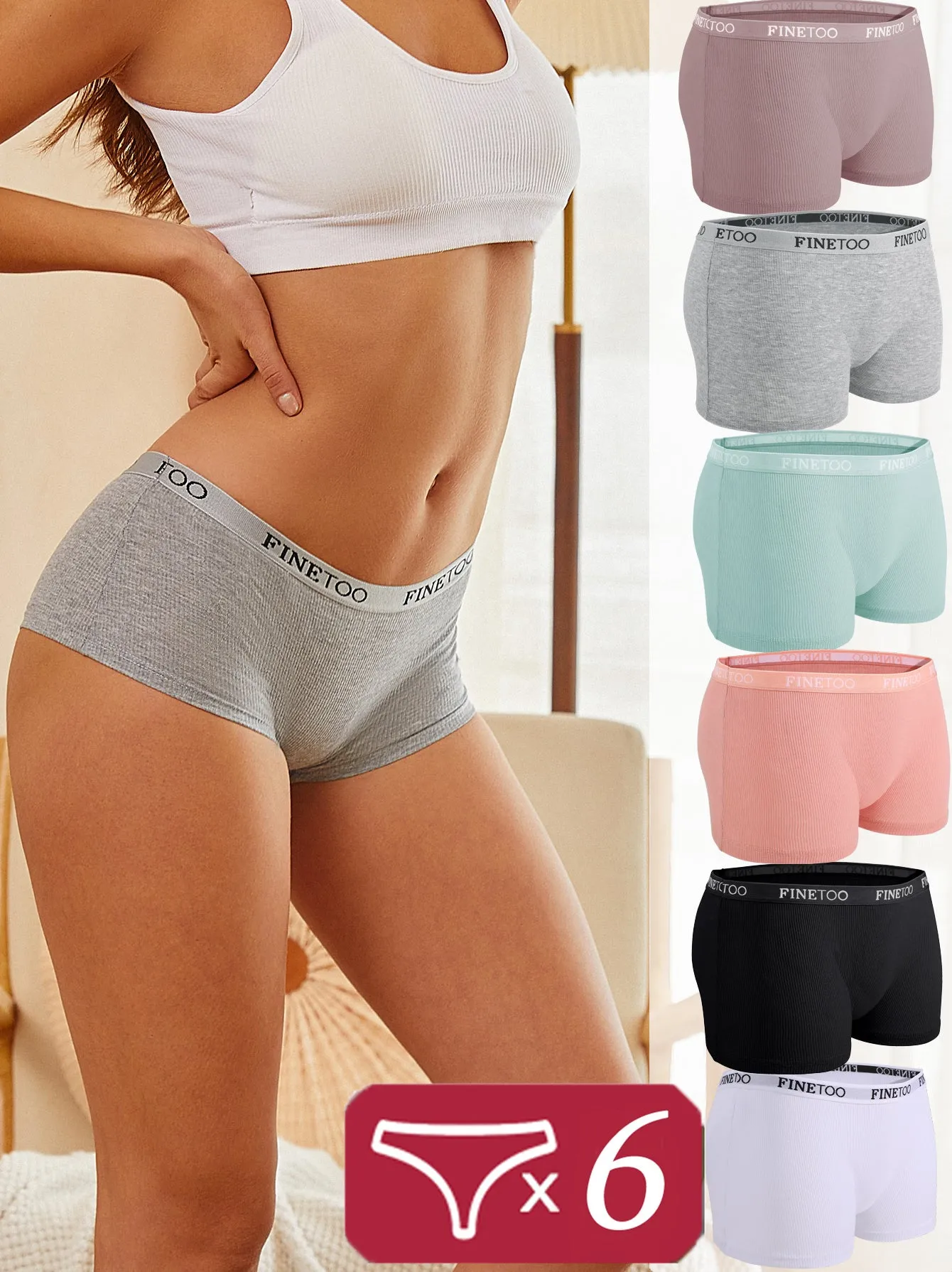 BoyShorts Women Boxer Panties - Soft Comfortable Solid Color Traceless 8pcs