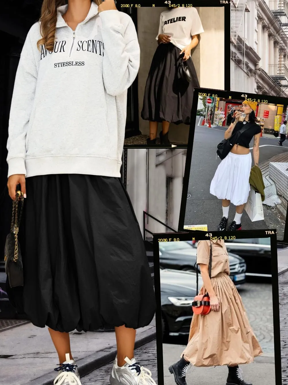 Bubble Midi Skirt with Pockets, Puffy Hem Maxi Long Skirts for Women, Balloon Going Out Concert Outfits