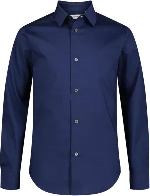 Calvin Klein Boys' Long Sleeve Slim Fit Dress Shirt, Button-Down Style with Cuffs & Shirttail Hem