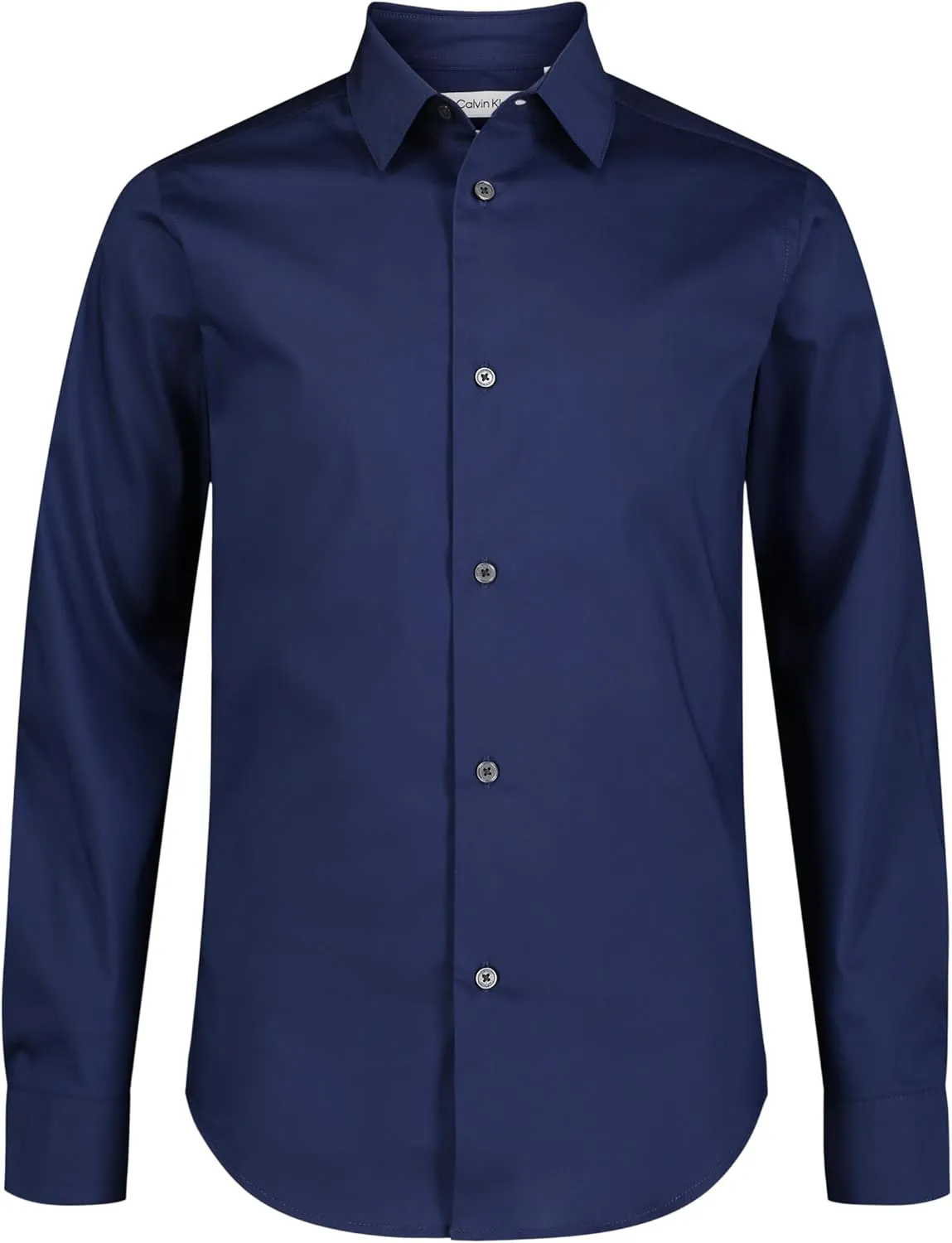 Calvin Klein Boys' Long Sleeve Slim Fit Dress Shirt, Button-Down Style with Cuffs & Shirttail Hem