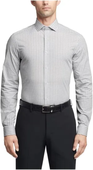Calvin Klein Men's Dress Shirt Non Iron Stretch Slim Fit Check Gray