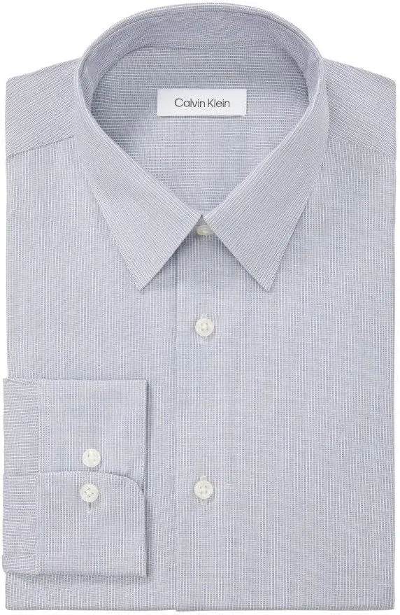 Calvin Klein Men's Non Iron Slim Fit Herringbone French Cuff Dress Shirt