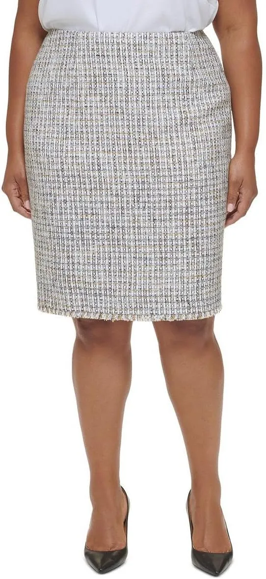 Calvin Klein Plus Size Tweed Pencil Skirt Harvest Multi 20W