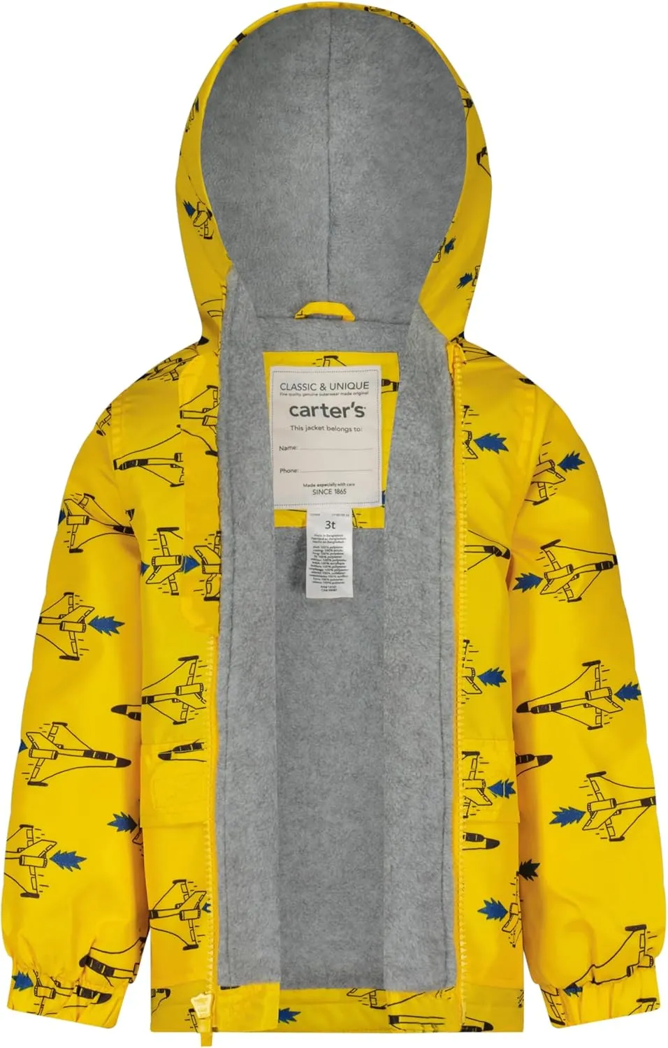 Carter's Boys' Fleece-Lined Flap-Pocket Rain Jacket Midweight Coat