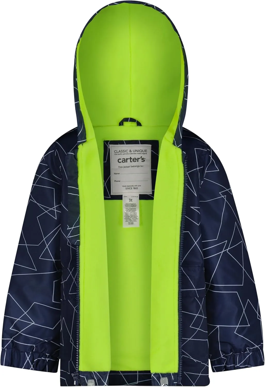 Carter's Boys' Fleece-Lined Flap-Pocket Rain Jacket Midweight Coat