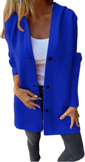 Casual Single Breasted Hooded Jacket, Trench Coat for Women 2024, Pea Coat Single Breasted Long Coats for Women