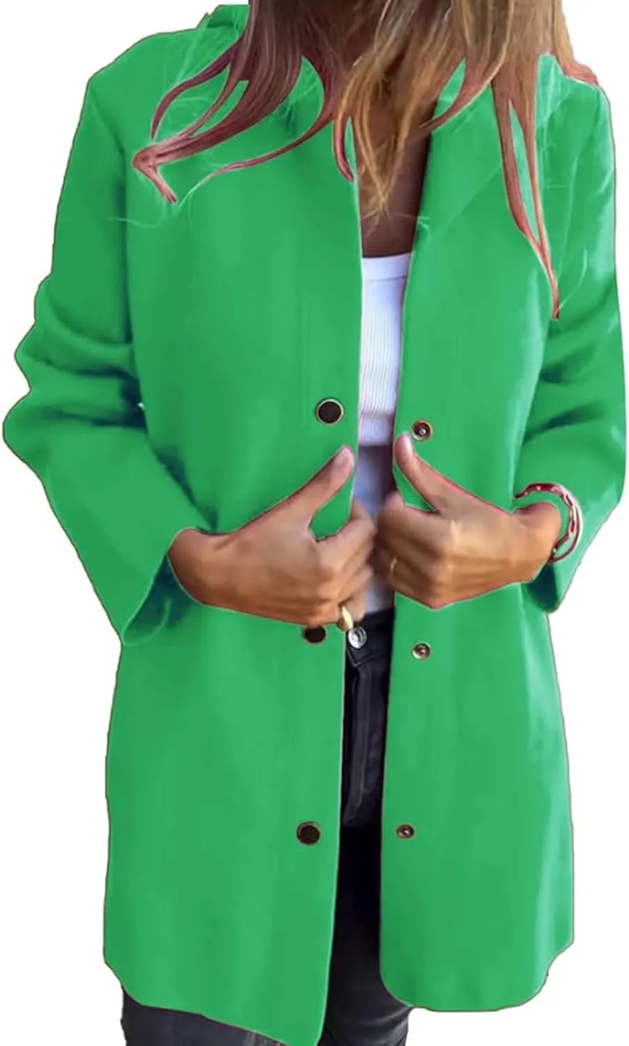 Casual Single Breasted Hooded Jacket, Trench Coat for Women 2024, Pea Coat Single Breasted Long Coats for Women