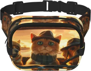 Cats Kitten Design Funny Pack Waist Pack for Women Men, Double Layer Pack for Workout Running Travelling