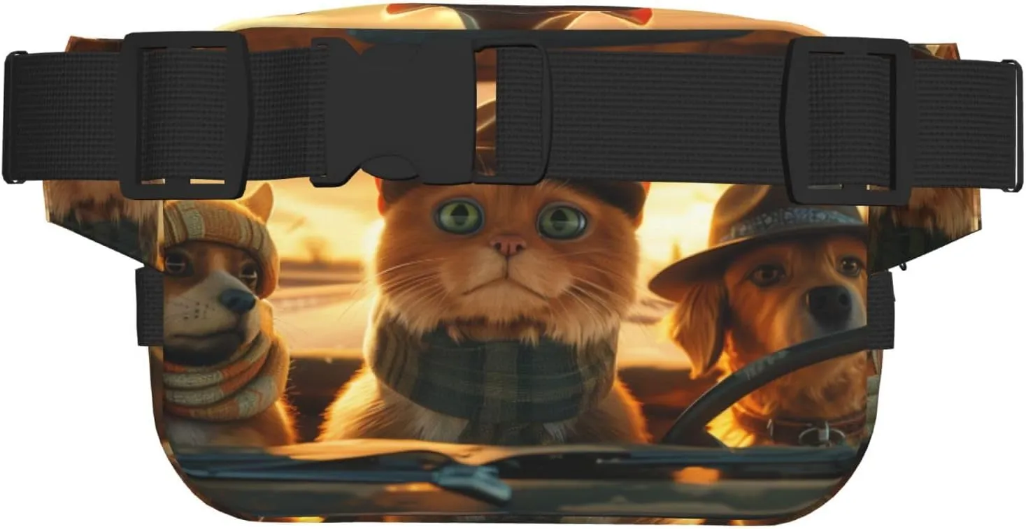 Cats Kitten Design Funny Pack Waist Pack for Women Men, Double Layer Pack for Workout Running Travelling