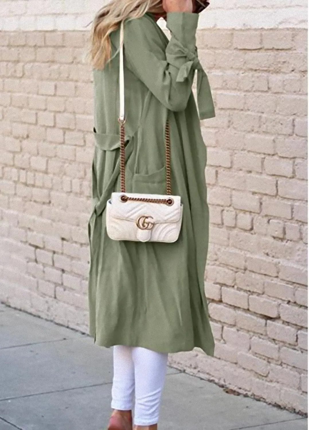 CHARTOU Women Long Trench Coat Lapel Collar Belted Tie Jackets Open Front Cardigan Long Sleeve Casual Overcoat With Pockets