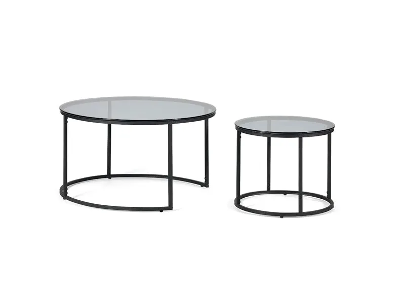 Chicago Smoked Glass Nested Round Coffee Tables