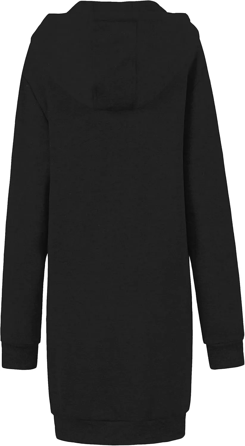 Chrisuno Women's Plus Size Casual Zip Up Hoodie Long Tunic Sweatshirts Fleece Jackets