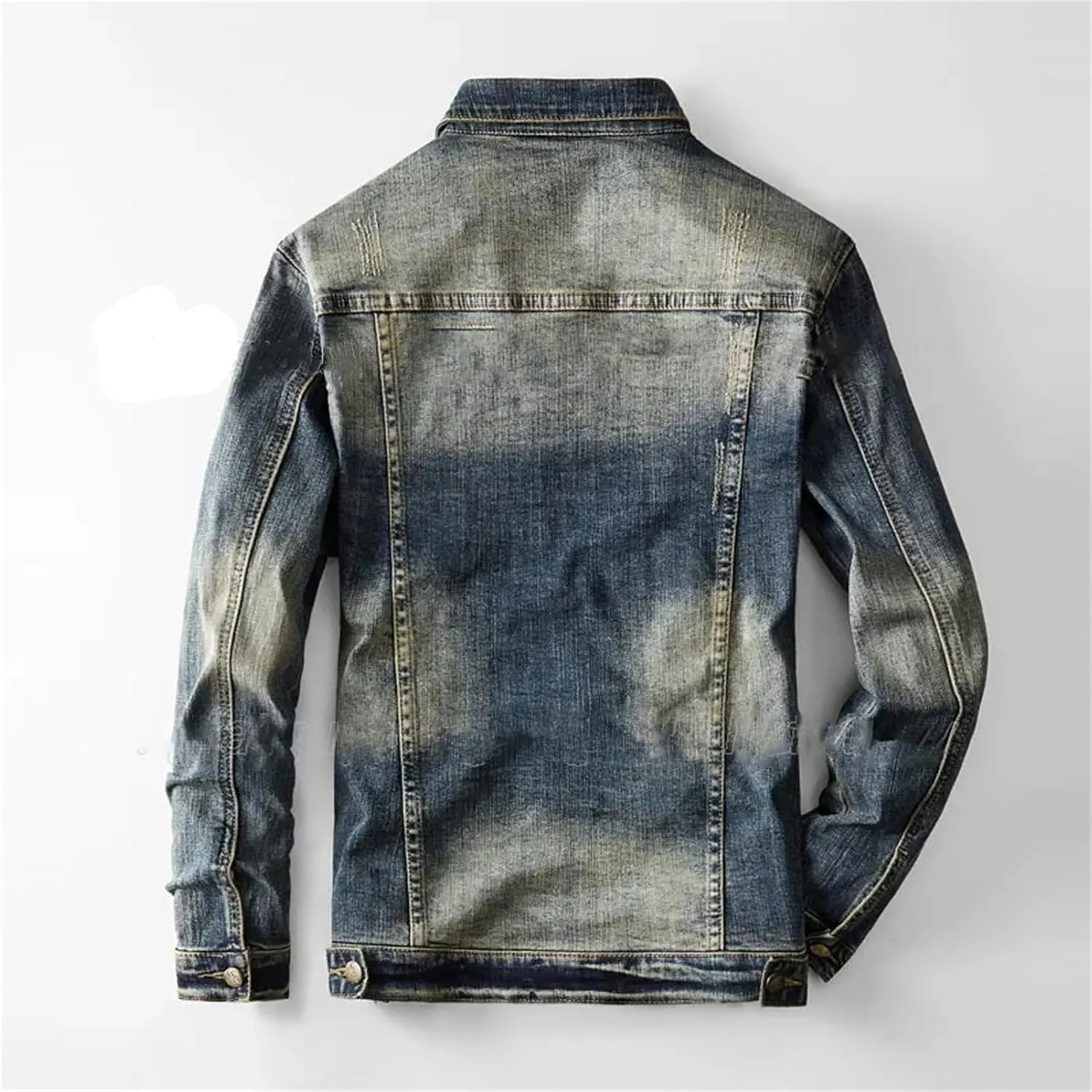 Classic Men's Jeans Suit Retro Blue Denim Jacket and Pants 2-Piece Set
