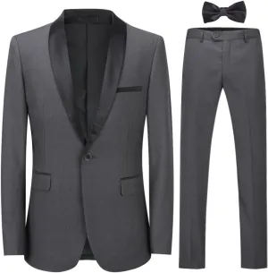 Cloudstyle Mens Tux Suits 2-Piece Shawl Collar Solid Prom Party Jacket Coat Pants Sets