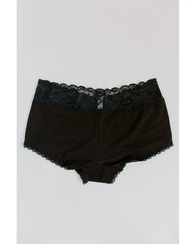 Curvy Boyshorts with Lace - Black *FINAL SALE*
