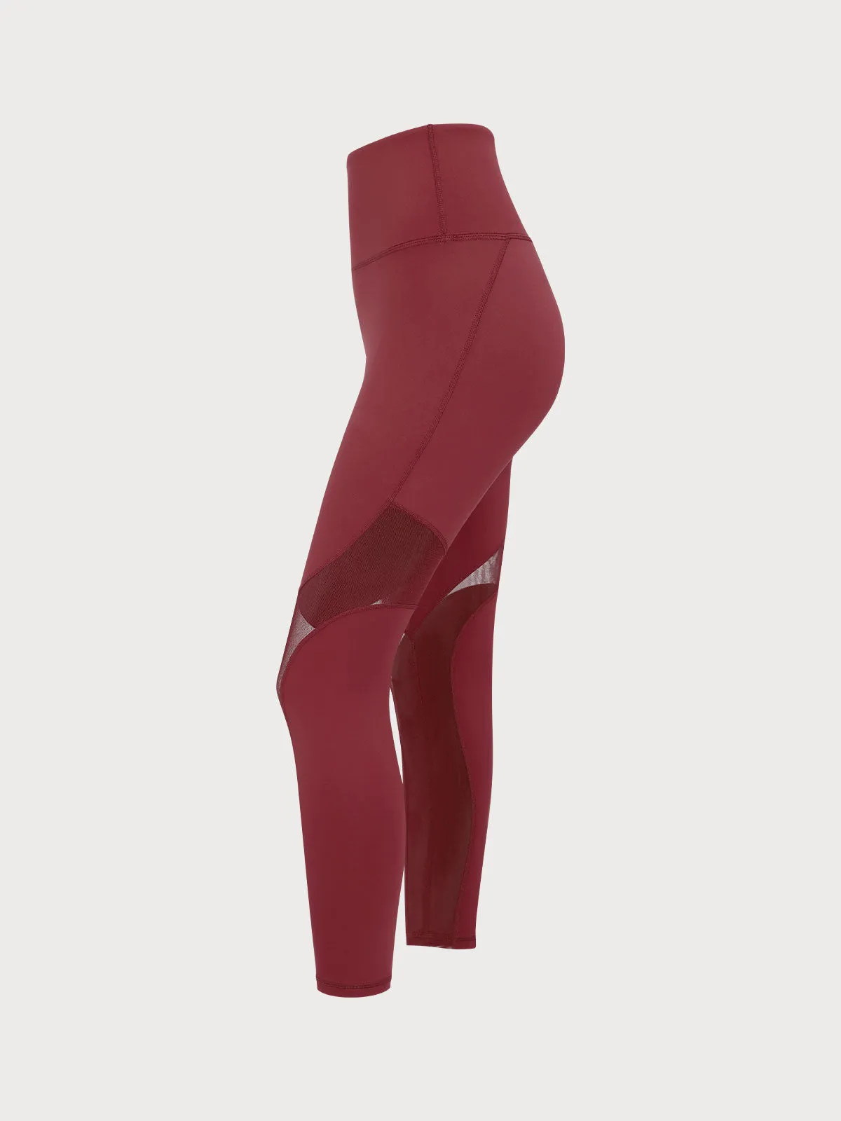 Dark Red High Waisted Mesh Leggings 24”