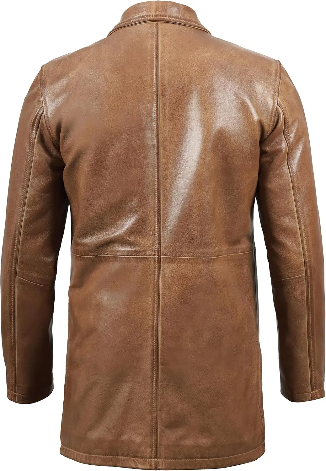 Decrum Leather Coat Men - Carcoat Style Winter Classic Long Real Leather Jackets For Men