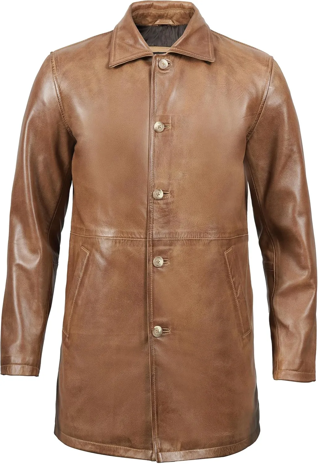 Decrum Leather Coat Men - Carcoat Style Winter Classic Long Real Leather Jackets For Men