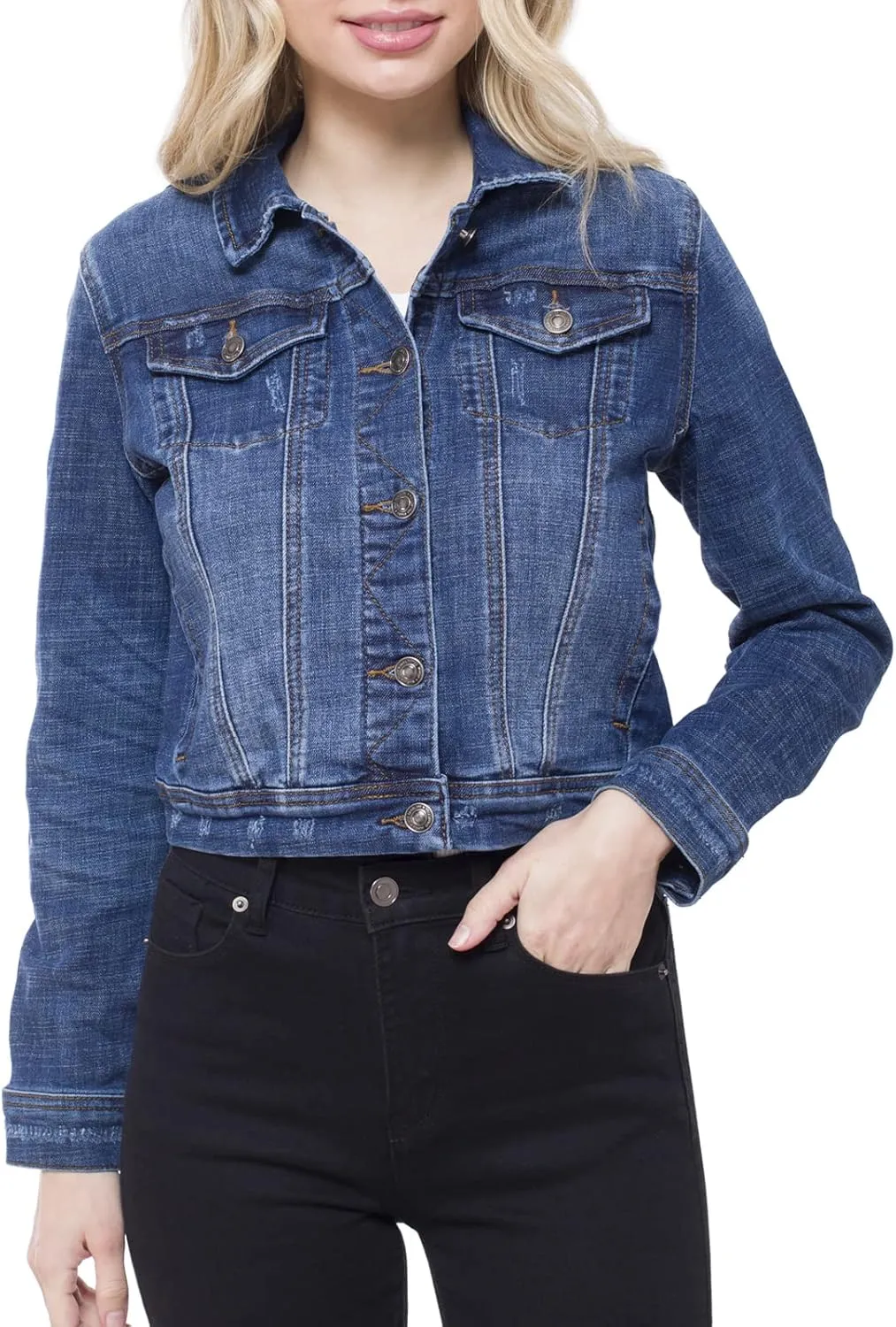 Design by Olivia Women's Classic Casual Vintage Denim Jean Jacket