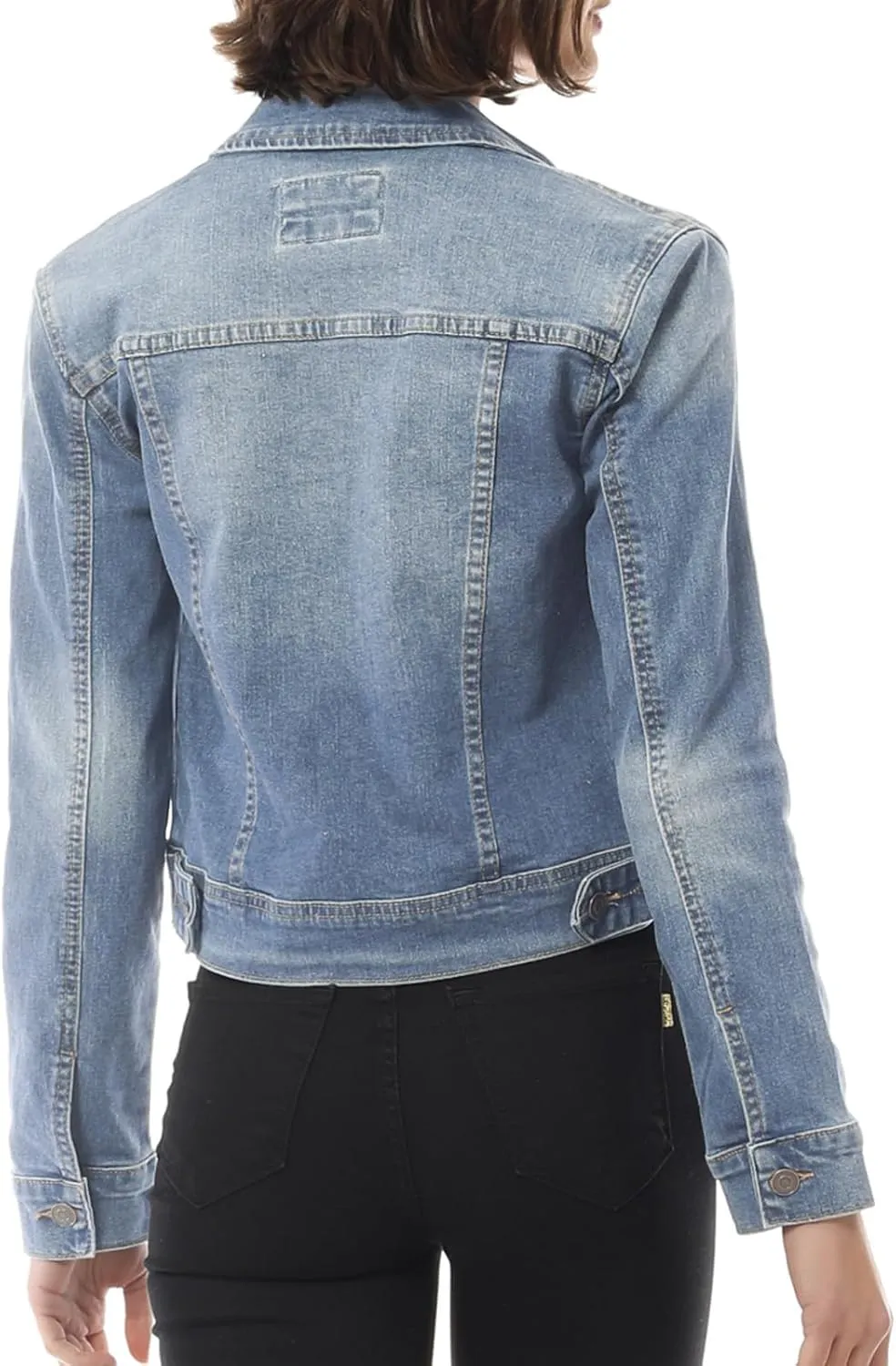 Design by Olivia Women's Classic/Destroyed Vintage Washed Long Sleeve Denim Jean Jacket