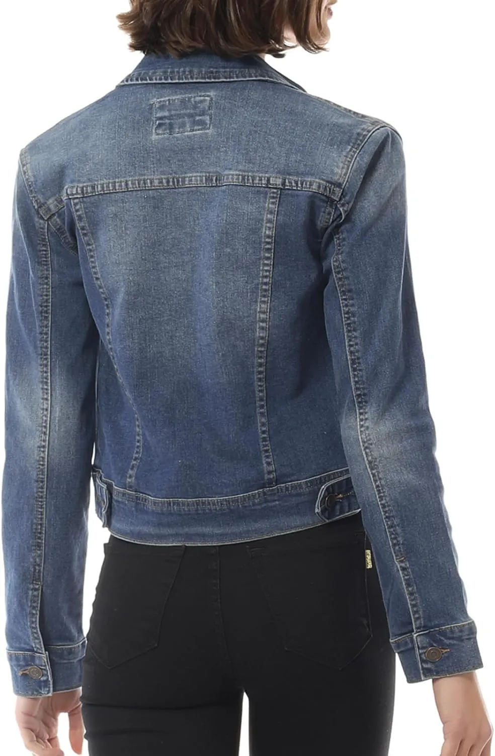 Design by Olivia Women's Classic/Destroyed Vintage Washed Long Sleeve Denim Jean Jacket