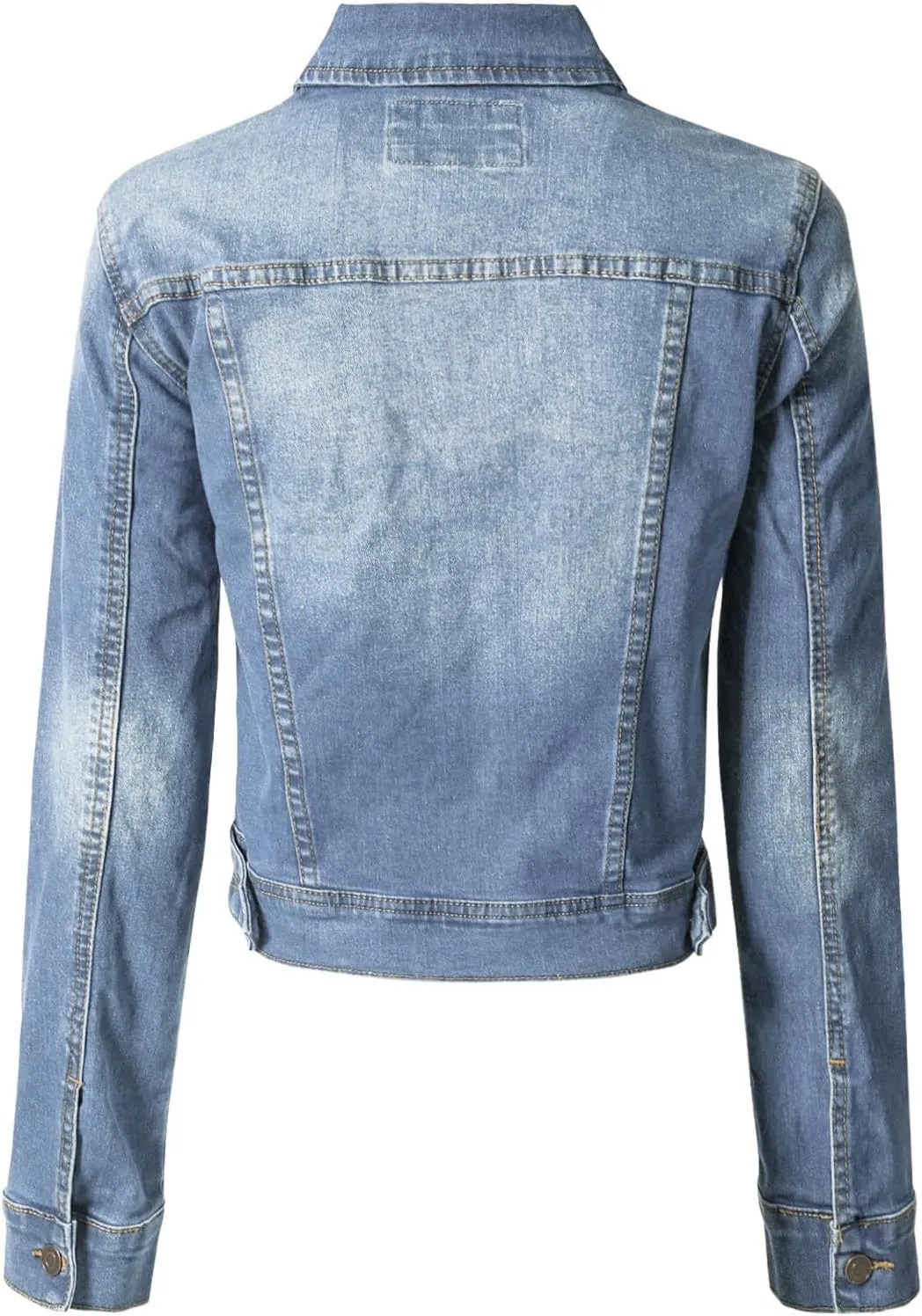 Design by Olivia Women's Classic/Destroyed Vintage Washed Long Sleeve Denim Jean Jacket