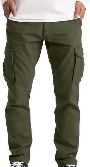 DGHM-JLMY Cargo Pants for Men Casual Multi Pockets Slim Fit Joggers Sweatpants Fashion Straight Leg Comfort Casual Pants