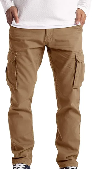 DGHM-JLMY Cargo Pants for Men Casual Multi Pockets Slim Fit Joggers Sweatpants Fashion Straight Leg Comfort Casual Pants