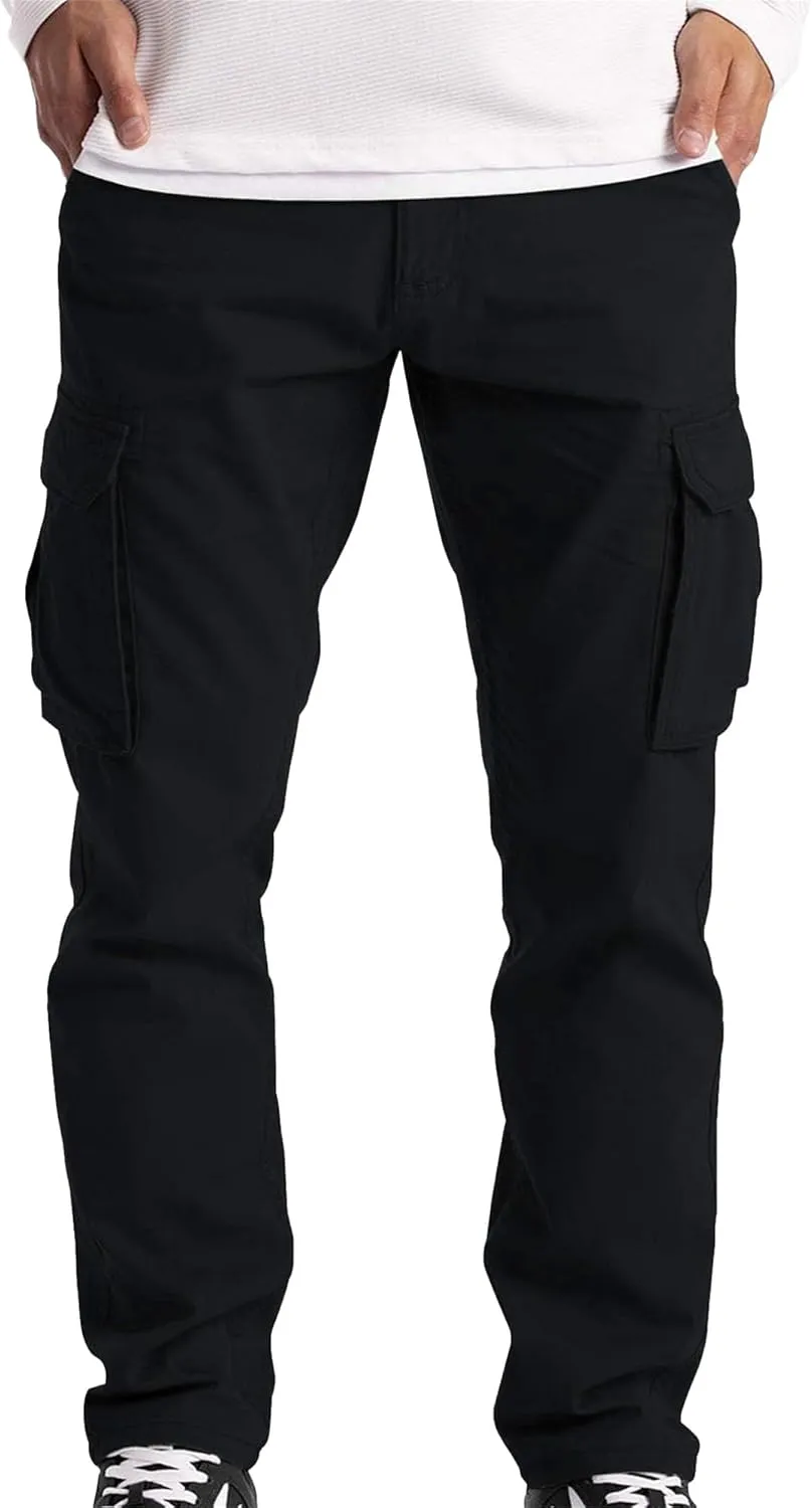 DGHM-JLMY Cargo Pants for Men Casual Multi Pockets Slim Fit Joggers Sweatpants Fashion Straight Leg Comfort Casual Pants