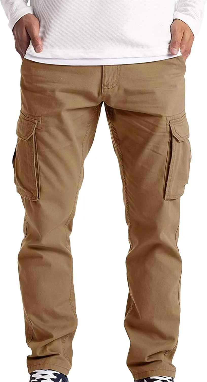 DGHM-JLMY Cargo Pants for Men Casual Multi Pockets Slim Fit Joggers Sweatpants Fashion Straight Leg Comfort Casual Pants