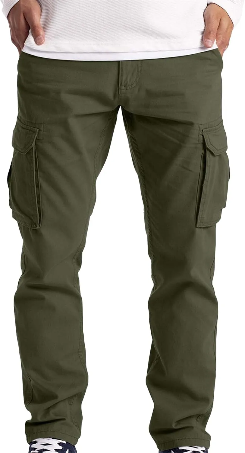 DGHM-JLMY Cargo Pants for Men Casual Multi Pockets Slim Fit Joggers Sweatpants Fashion Straight Leg Comfort Casual Pants