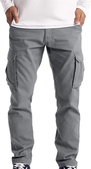 DGHM-JLMY Cargo Pants for Men Casual Multi Pockets Slim Fit Joggers Sweatpants Fashion Straight Leg Comfort Casual Pants