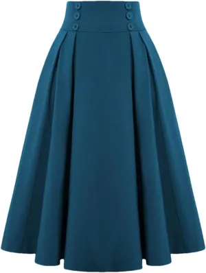 Disimlarl Elastic Waist A Line Elegant Flared Midi Skirts Solid Color Black Red Women Pleated Skirt
