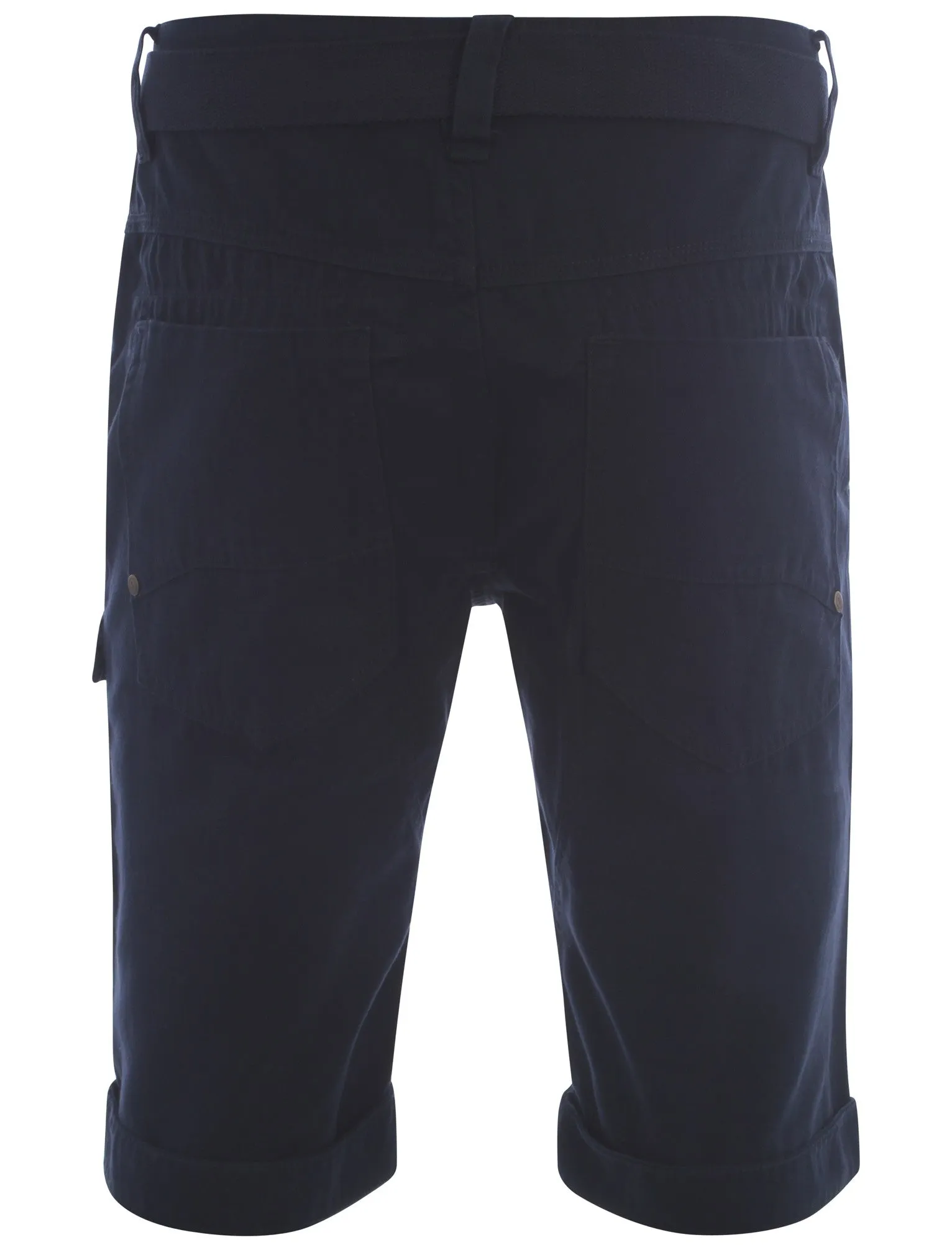 Dissident midnight blue Finsbury cargo shorts with free matching belt