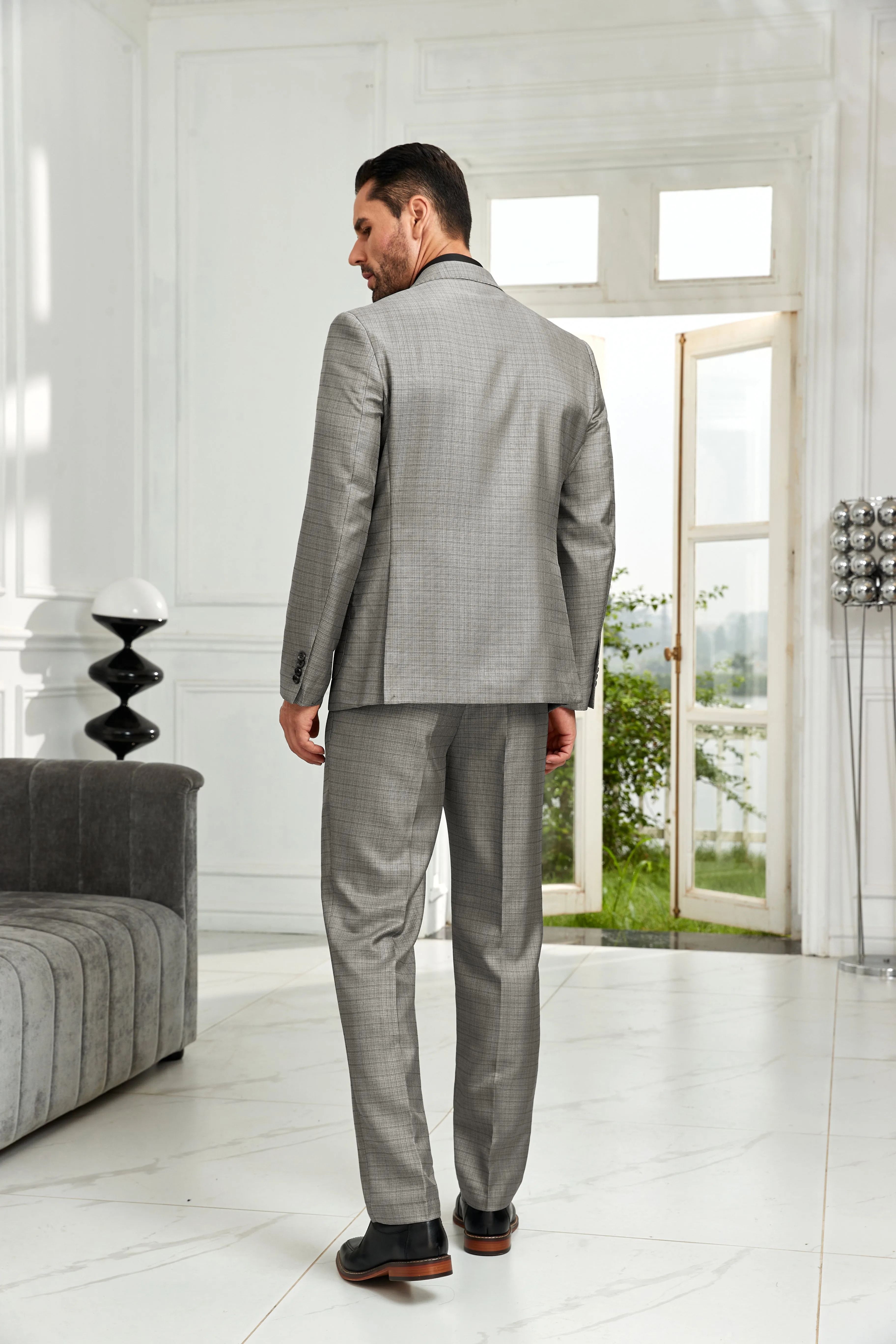 Double Breasted Unique Design 2 Pieces Men's Suits Jacket Pants 2572
