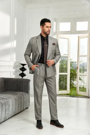 Double Breasted Unique Design 2 Pieces Men's Suits Jacket Pants 2572