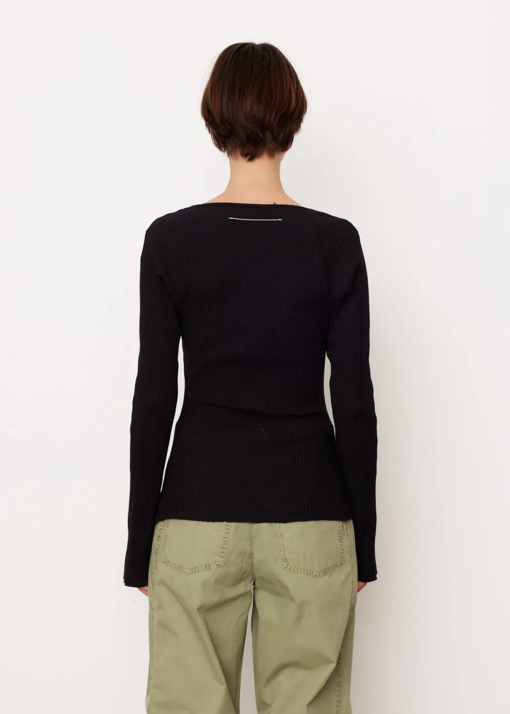 Drapey Rib Square Neck Long Sleeve Top
