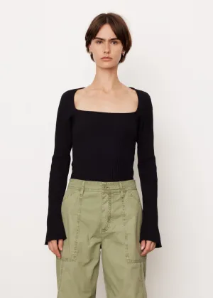 Drapey Rib Square Neck Long Sleeve Top