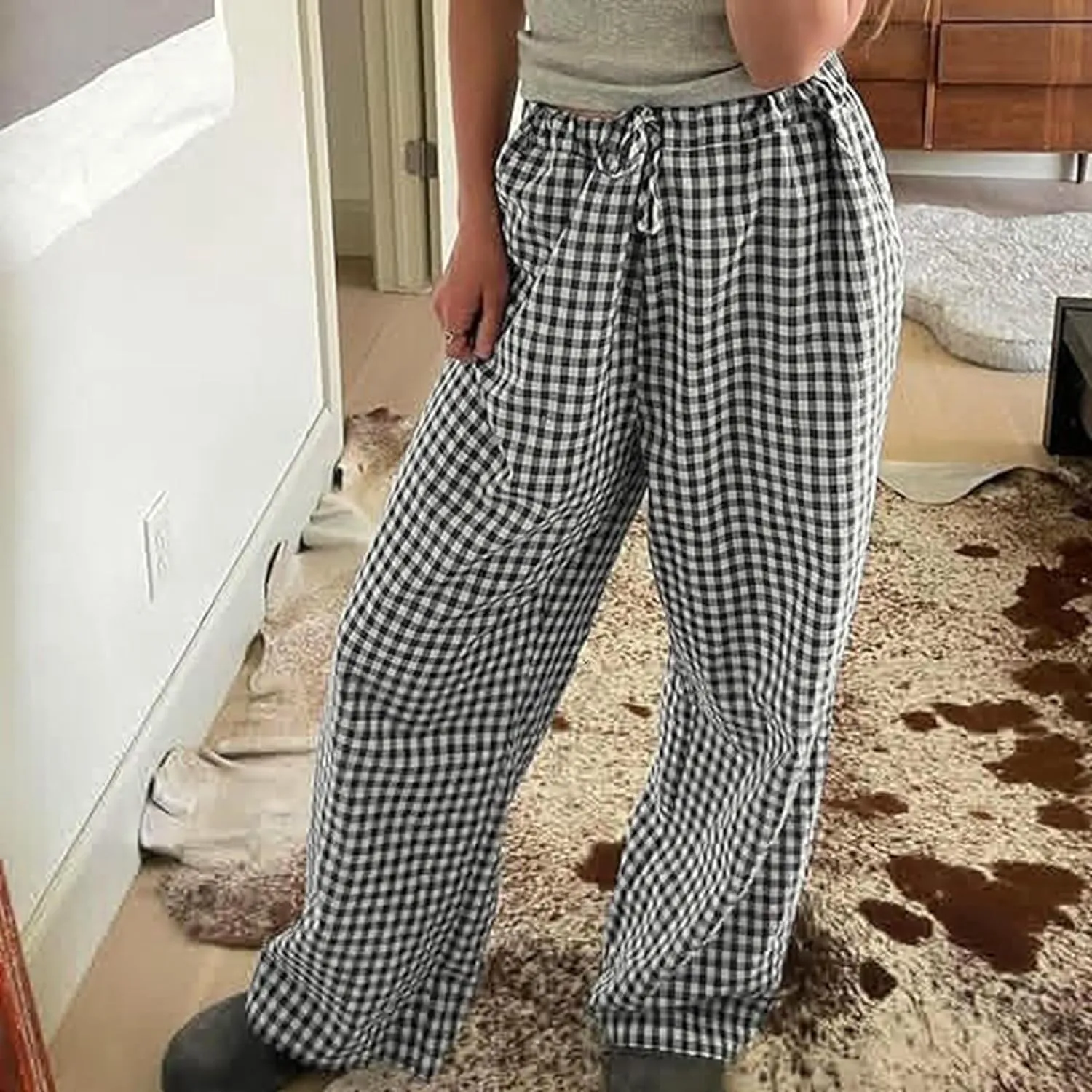 Dress Pants Women Wide Leg Casual High Waist Loose Elastic Pants Elastic Waist Breathable Vacation Comfort Trousers