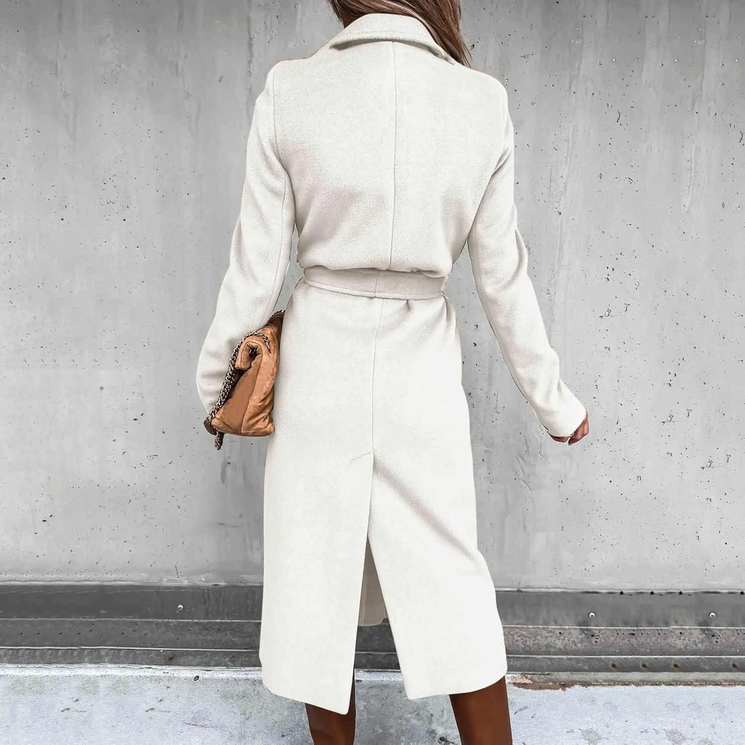 Eduavar Pea Coats for Women Long Winter Coats for Women 2024 Jackets Business Elegant Overcoat Trench Outwear with Pockets