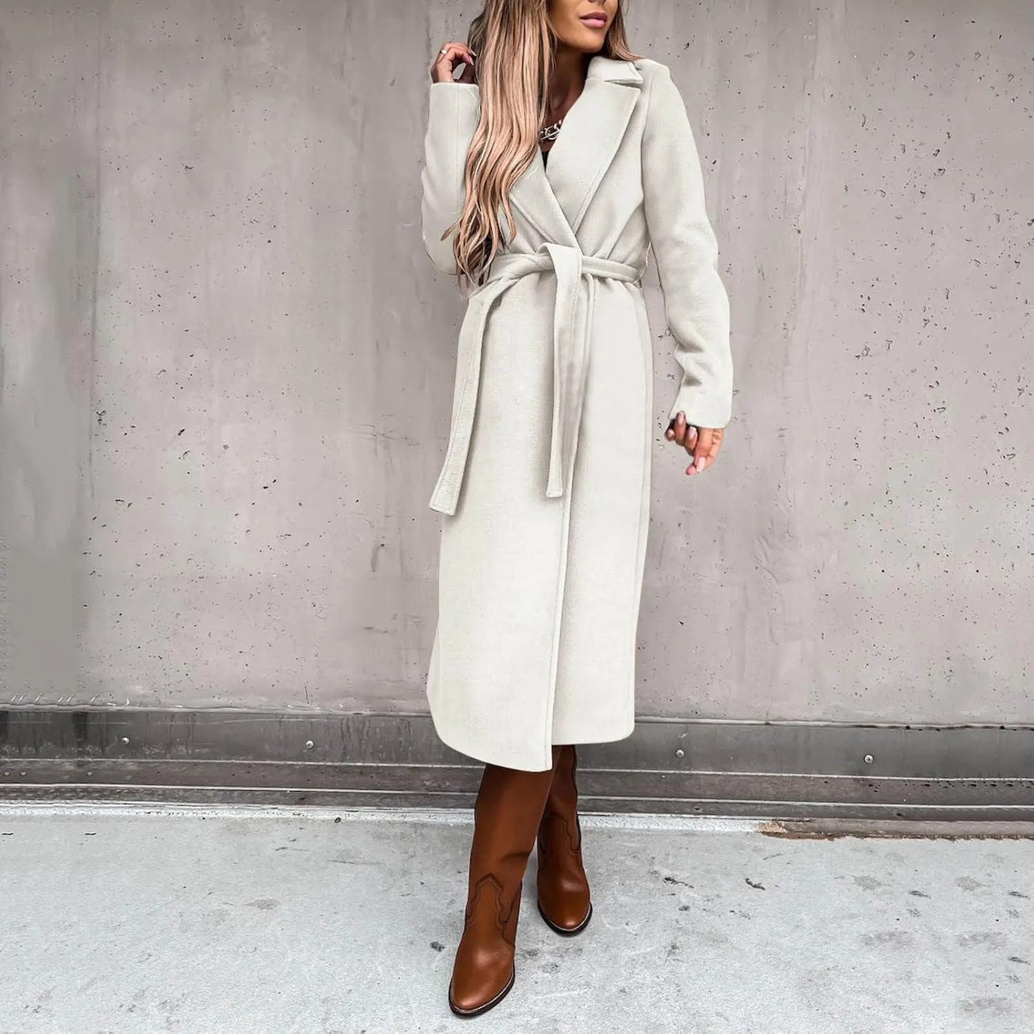 Eduavar Pea Coats for Women Long Winter Coats for Women 2024 Jackets Business Elegant Overcoat Trench Outwear with Pockets