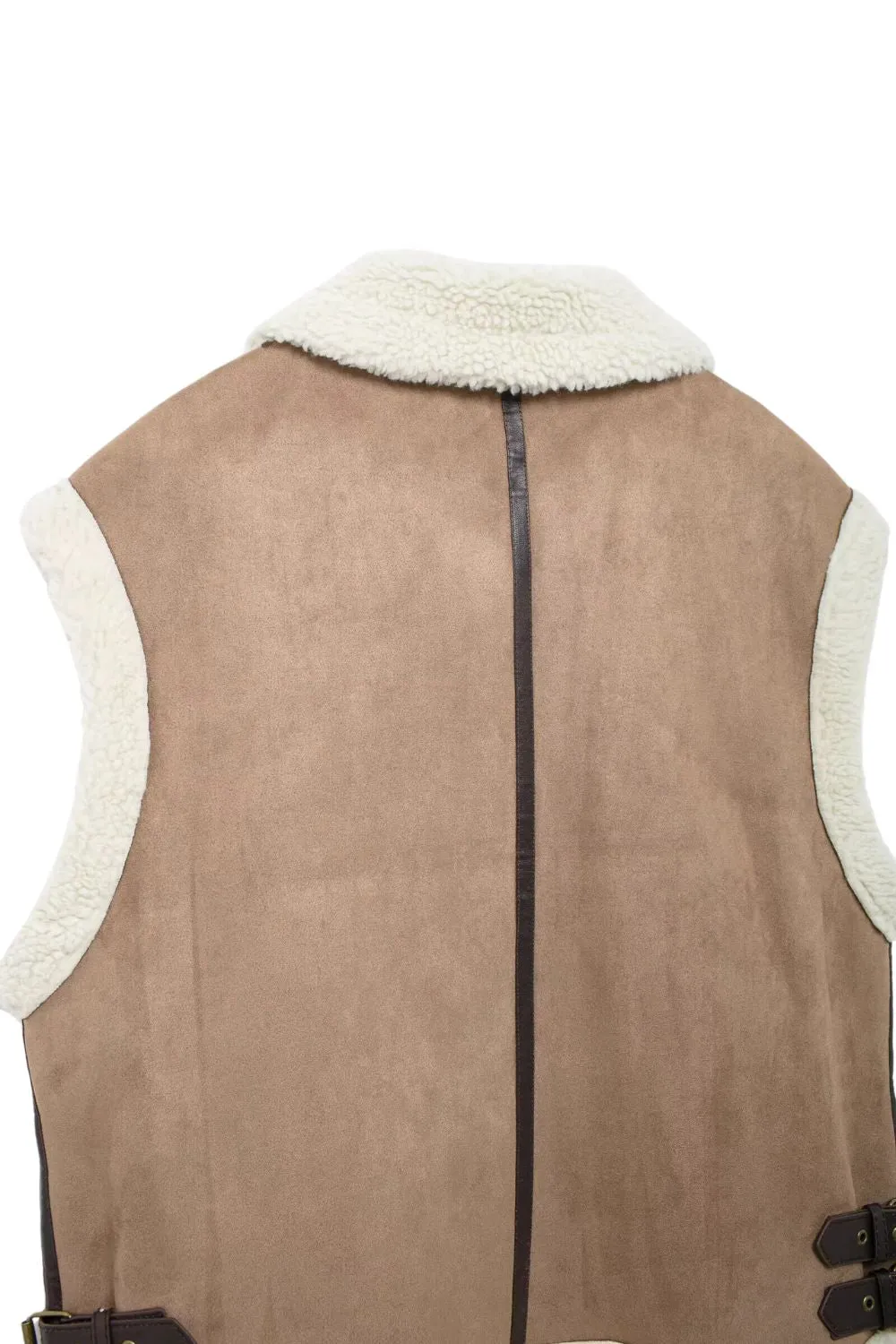 'Emery' Minimalist Collared Sleeveless Quilted Sherpa Vest