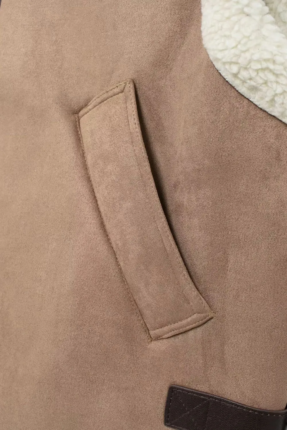 'Emery' Minimalist Collared Sleeveless Quilted Sherpa Vest